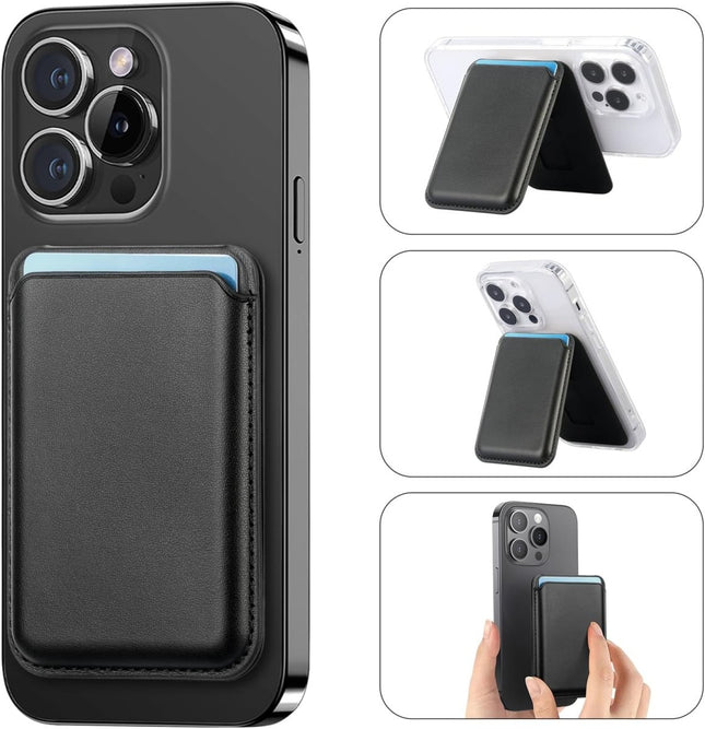 Magnetic MagSafe Wallet Card Holder Met Kickstand - Zwart