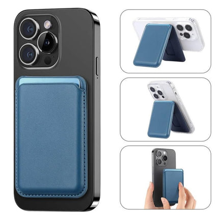Magnetic MagSafe Wallet Card Holder Met Kickstand - Blauw