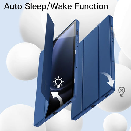 Blauw Trifold Silicone Smart Cover voor de Samsung Galaxy Tab S10 FE Plus