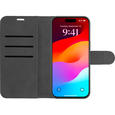 iPhone 15 Pro hoesje magneet wallet boekcase 2in1 case zwart