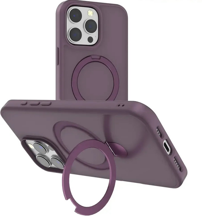 Xssive Back Case voor Magsafe Ronde Stand iPhone 13/14 - Dark Cherry