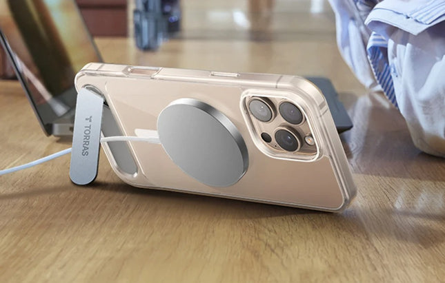 Torras Pstand Series hoesje voor iPhone 16 Pro Max (transparant)