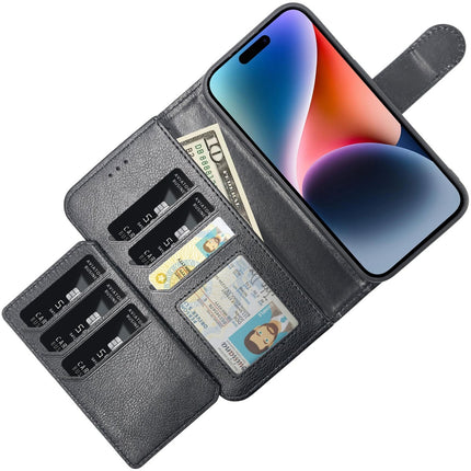 iPhone SE (2022 / 2020) / 8 / 7  hoesje 2in1 Magneet zwart case mapje- Wallet Case Met Ruimte Voor 3 Pasjes