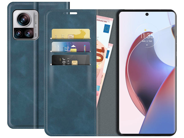 Just in Case Hoesje voor Motorola Edge 30 Ultra – Magnetic Wallet Case – Blauw