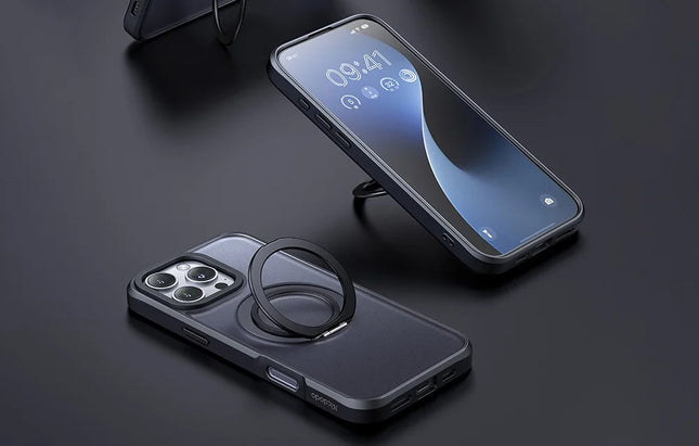 McDodo PC-4930 MagSafe hoesje voor iPhone 16 met standaard (zwart)