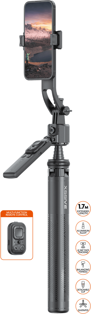 Xssive AI Gezichtsvolgende Quadrapod Selfiestick – XSS-FT01