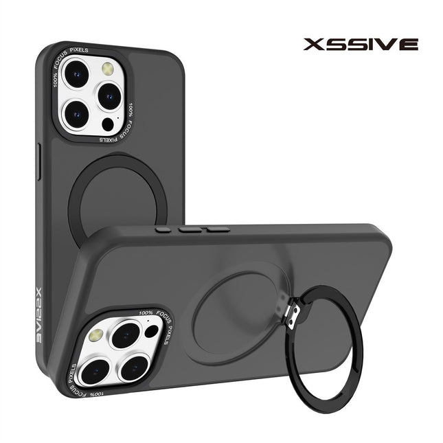 Xssive Back Case voor Magsafe Ronde Stand iPhone 13/14 - Zwart