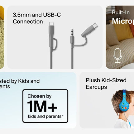 Wired On-Ear Headphones for Kids Blauw