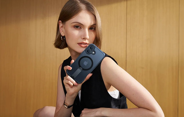 Torras Pstand Spin Case voor iPhone 16 (Zwart)