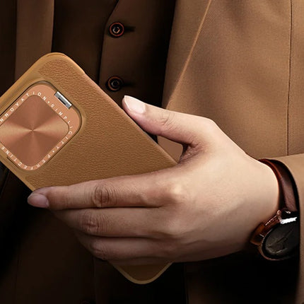 Nillkin Qin Prop Leather iPhone 16 Hoesje met Camera Cover Book Case Bruin
