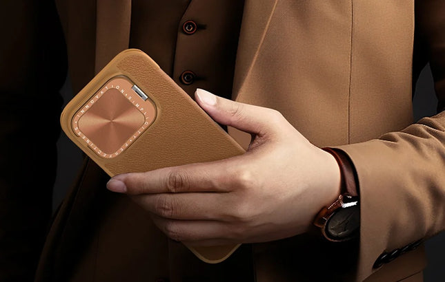 Nillkin Qin Prop Leather iPhone 16 Hoesje met Camera Cover Book Case Bruin