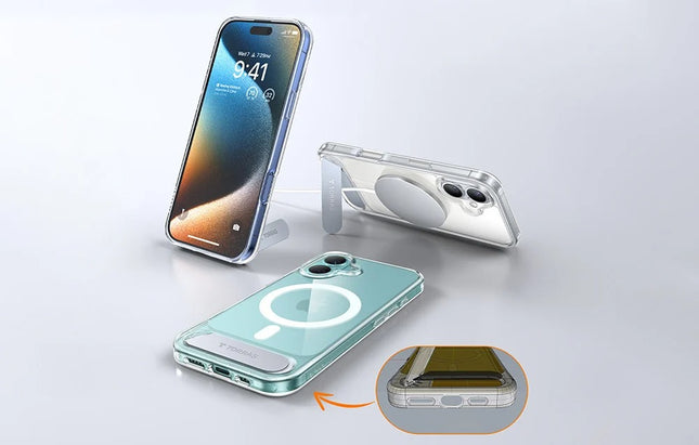 Torras Pstand Series hoesje voor iPhone 16 (transparant)