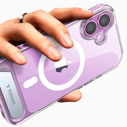 Torras Pstand Series hoesje voor iPhone 16 Plus (transparant)