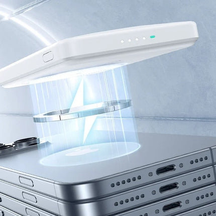 ESR Qi2 MagSlim 5000 mAh magnetische powerbank met standaard (wit)