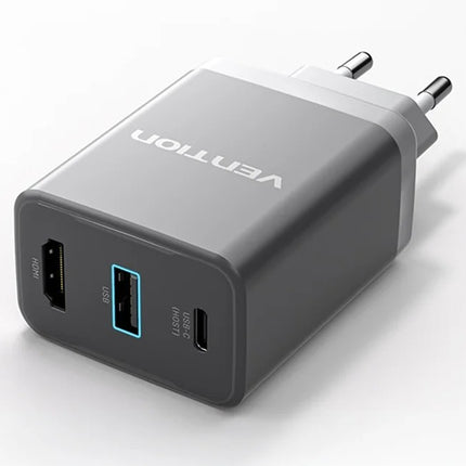 Vention FJAH0-EU USB(C+A)+HDMI GaN netstroomlader (60W/5W/4K@60Hz) (grijs)