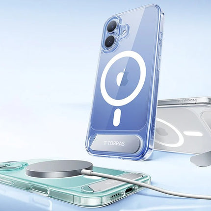 Torras Pstand Series hoesje voor iPhone 16 Plus (transparant)
