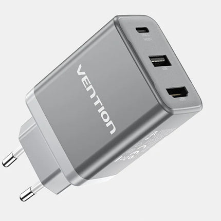 Vention FJAH0-EU USB(C+A)+HDMI GaN netstroomlader (60W/5W/4K@60Hz) (grijs)