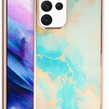 Hoesje Marmer Backcover - Samsung A55 - Blauw
