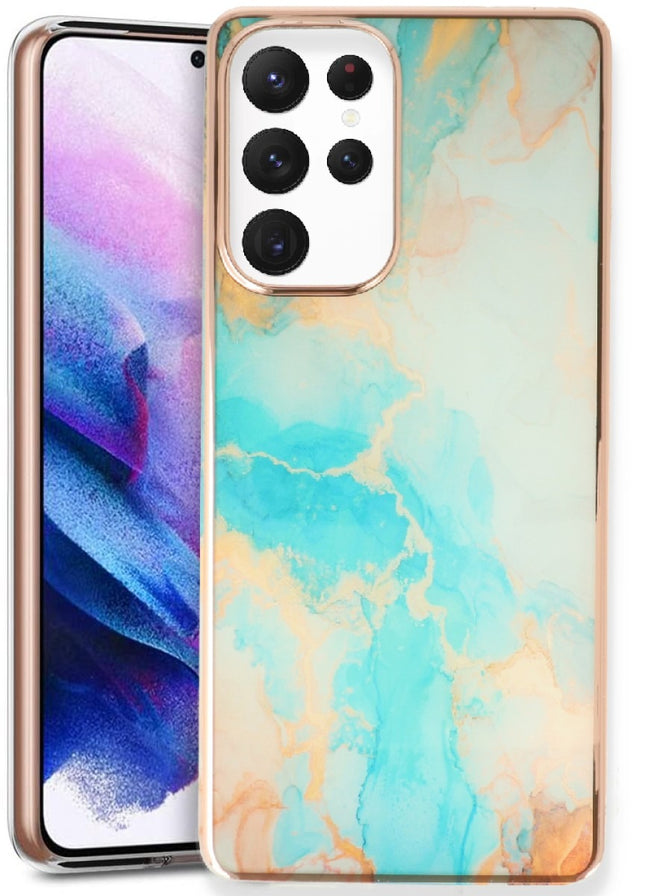 Hoesje Marmer Backcover - Samsung A55 - Blauw