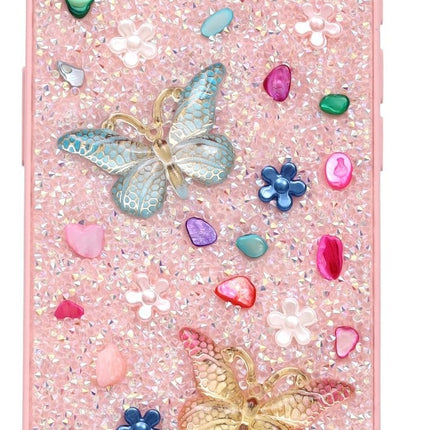 Hoesje iPhone 17e / iPhone 16e CM Handmade 3D Butterfly Diamond Case - Roze