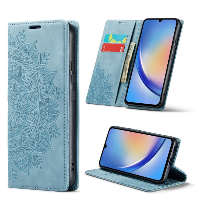 CM Mandala Design Slim Bookcase - Samsung A55 - Turquoise