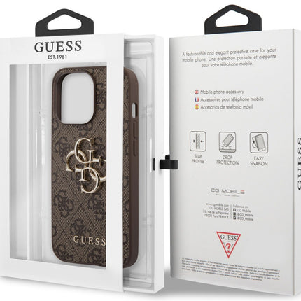 iPhone 13 Pro Backcase hoesje - Guess - Effen Bruin - Kunstleer