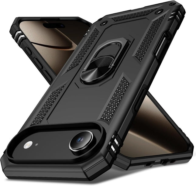 iPhone 17 Air - Kickstand Ring Armor- Zwart