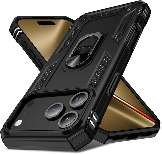 iPhone 17 Pro Max Hoesje Kickstand Ring Armor- Zwart