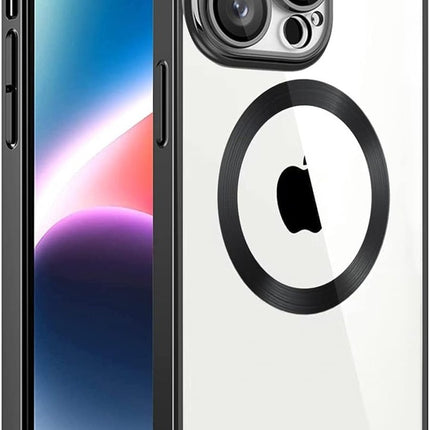iPhone 15 Hoesje magsafe zwart hoesje met camera lens protector