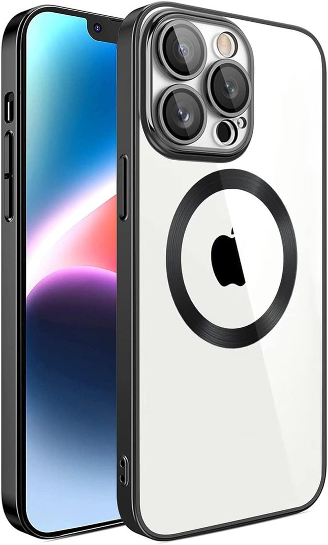 iPhone 15 Hoesje magsafe zwart hoesje met camera lens protector