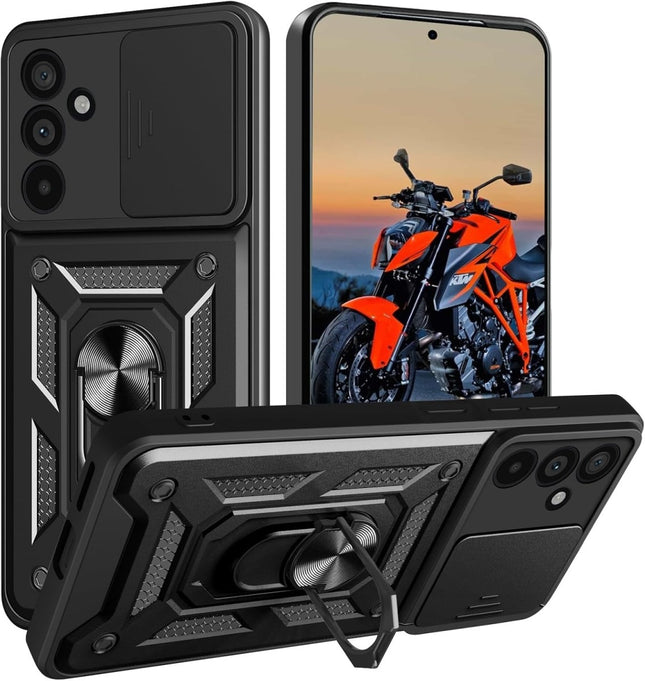 Samsung Galaxy A57 5G Hoesje Camera Protection Kickstand Ring Armor - Zwart