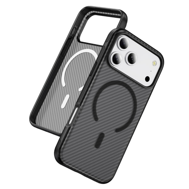 iPhone 18 Pro Max/17 Pro Max - Magnetic Magsafe Matte Carbon Skin - Zwart