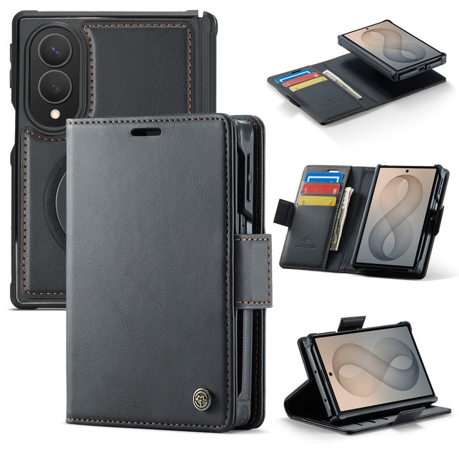 Samsung Z Fold 8 - 2-in-1 Casemania Luxe Magsafe Wallet Case - Zwart