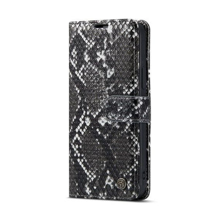 Snake Design Luxe Wallet Case - iPhone 13 Pro Max - Zwart