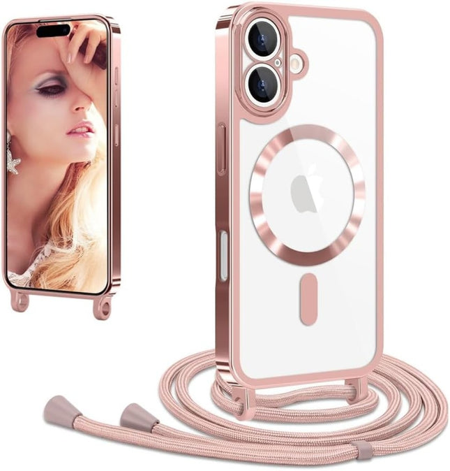 iPhone 17 Hoesje Magnetic Magsafe Koord Case - Rosegoud
