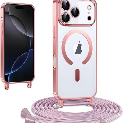 iPhone 17 Pro Max Hoesje Magnetic Magsafe Koord Case - Rosegoud
