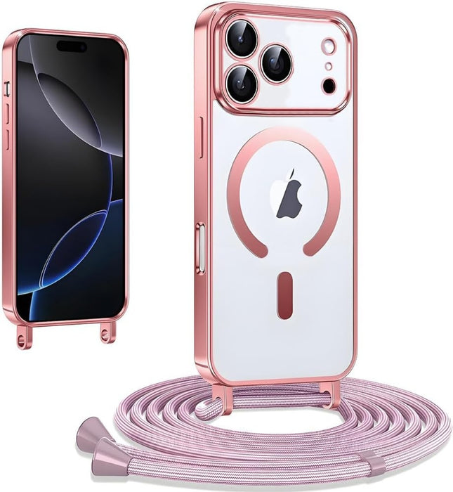 iPhone 17 Pro Max Hoesje Magnetic Magsafe Koord Case - Rosegoud