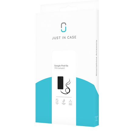Just in Case Lanyard Case - Google Pixel 6a - Soft TPU Protective Cover with Necklace - Black