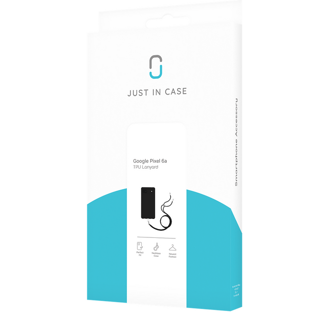 Just in Case Lanyard Case - Google Pixel 6a - Soft TPU Protective Cover with Necklace - Black