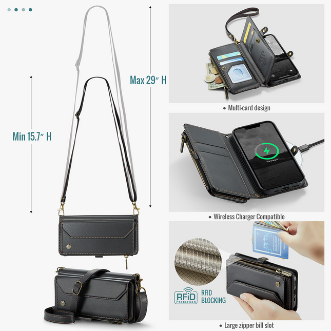 Wallet hoesje Geschikt voor iPhone 17e / Geschikt voor iPhone 16e hoesje - portemonnee tasje - Zwart