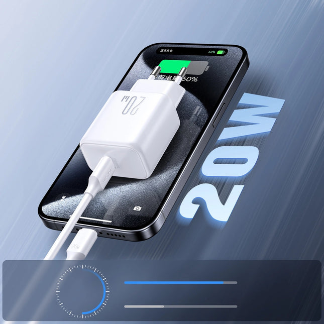 Joyroom USB-C PD 20W charger - white + USB-C / USB-C cable 1m