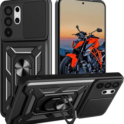 Samsung S26 Ultra - Hoesje Camera Protection Kickstand Ring Armor - Zwart