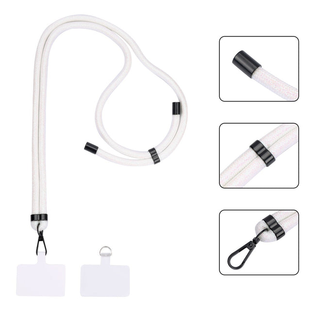 Universele Telefoonkoord - Verstelbare Telefoonketting - Koord voor Telefoon - Fancy Glitter Wit