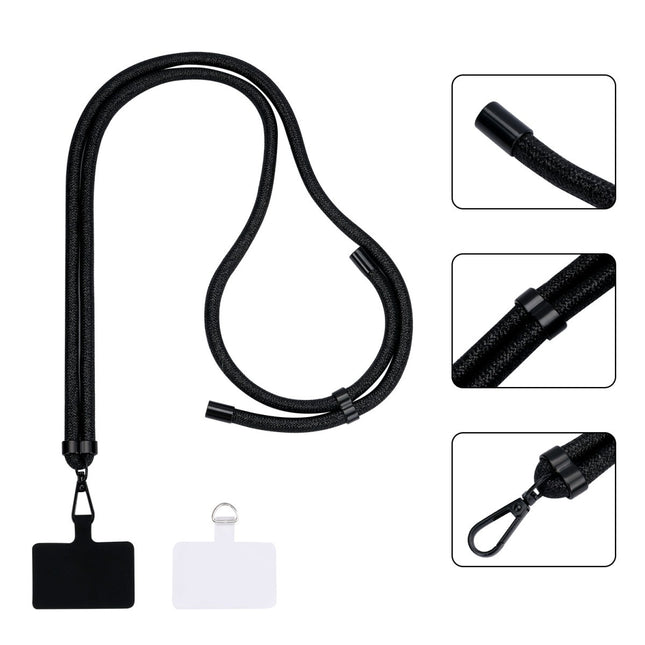 Universele Telefoonkoord - Verstelbare Telefoonketting - Koord voor Telefoon - Fancy Glitter Zwart