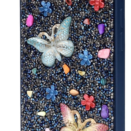 Hoesje iPhone 17e / iPhone 16e - CM Handmade 3D Butterfly Diamond Case - Blauw