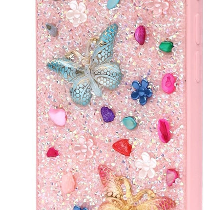 Hoesje iPhone 17e / iPhone 16e CM Handmade 3D Butterfly Diamond Case - Roze