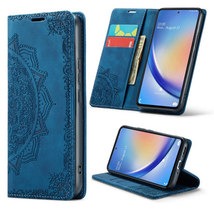 Mandala Design Slim Bookcase - Samsung A54 - Donker Blauw
