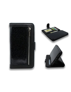 Samsung S9 - HQ Glitter Bookcase met Rits Zwart