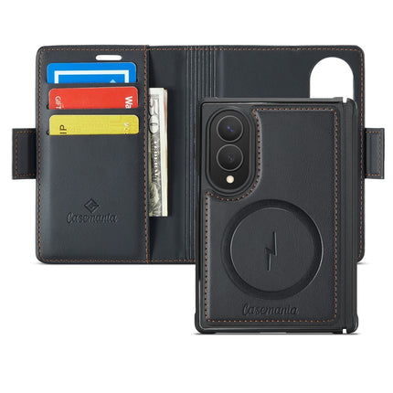 Samsung Z Fold 8 - 2-in-1 Casemania Luxe Magsafe Wallet Case - Zwart