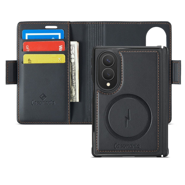 Samsung Z Fold 8 - 2-in-1 Casemania Luxe Magsafe Wallet Case - Zwart